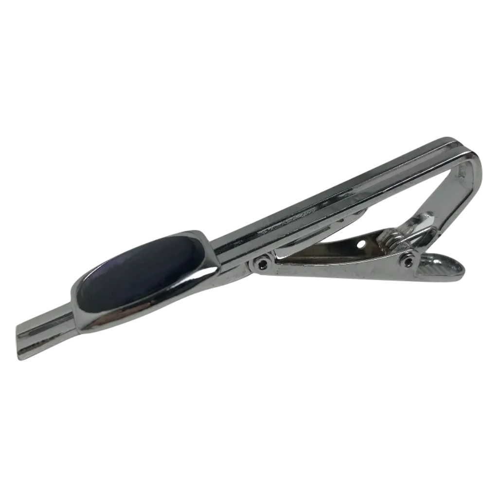 One Off Joblot of 11 Silver Coloured Tie Clips With Purple Stone