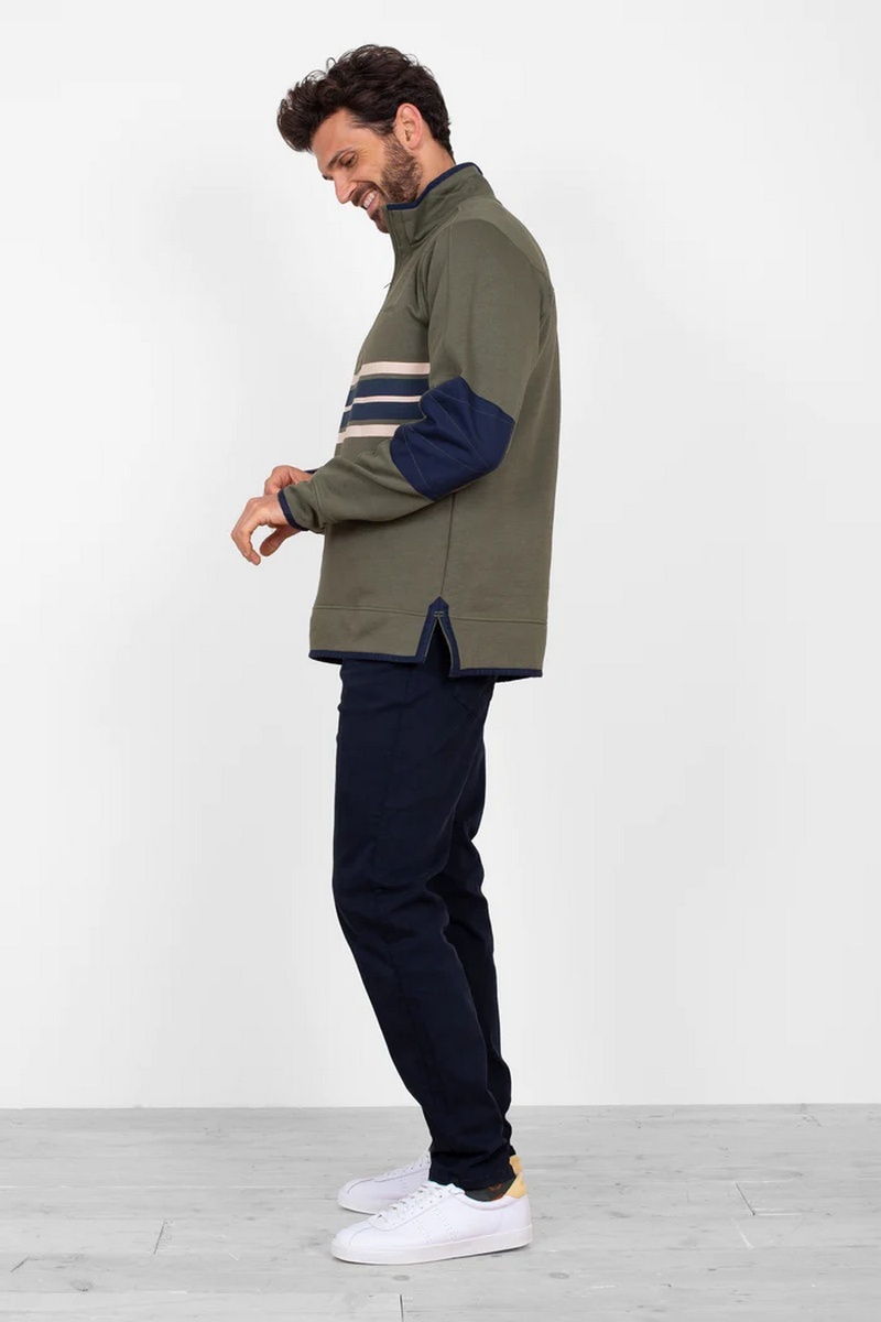 Brakeburn Men's Green Stripe Quarter Zip Sweatshirt - view 2