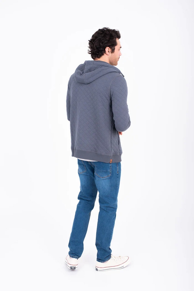 Brakeburn Men's Grey Quilted Zip Through Hoodie - view 4
