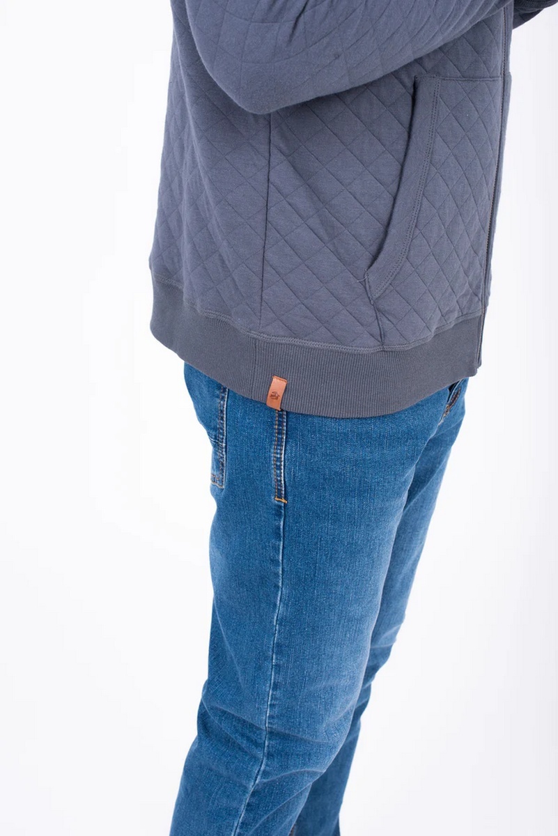 Brakeburn Men's Grey Quilted Zip Through Hoodie - view 1