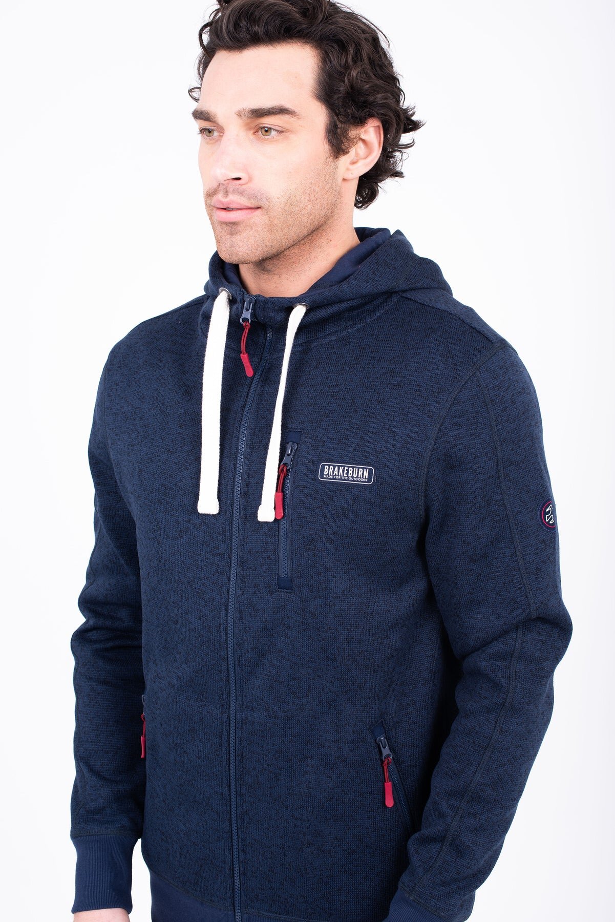 Brakeburn Men's Navy Marl Zip Through Hoodie - view 1