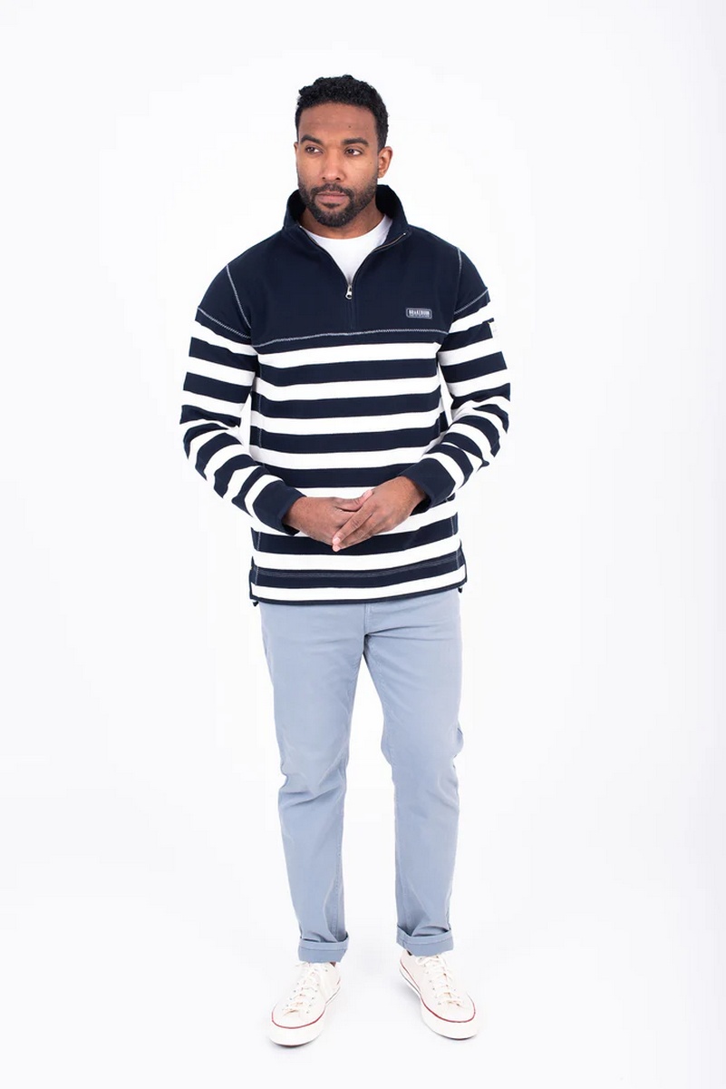 Brakeburn Men's Navy Striped Quarter Zip Sweatshirt - view 2