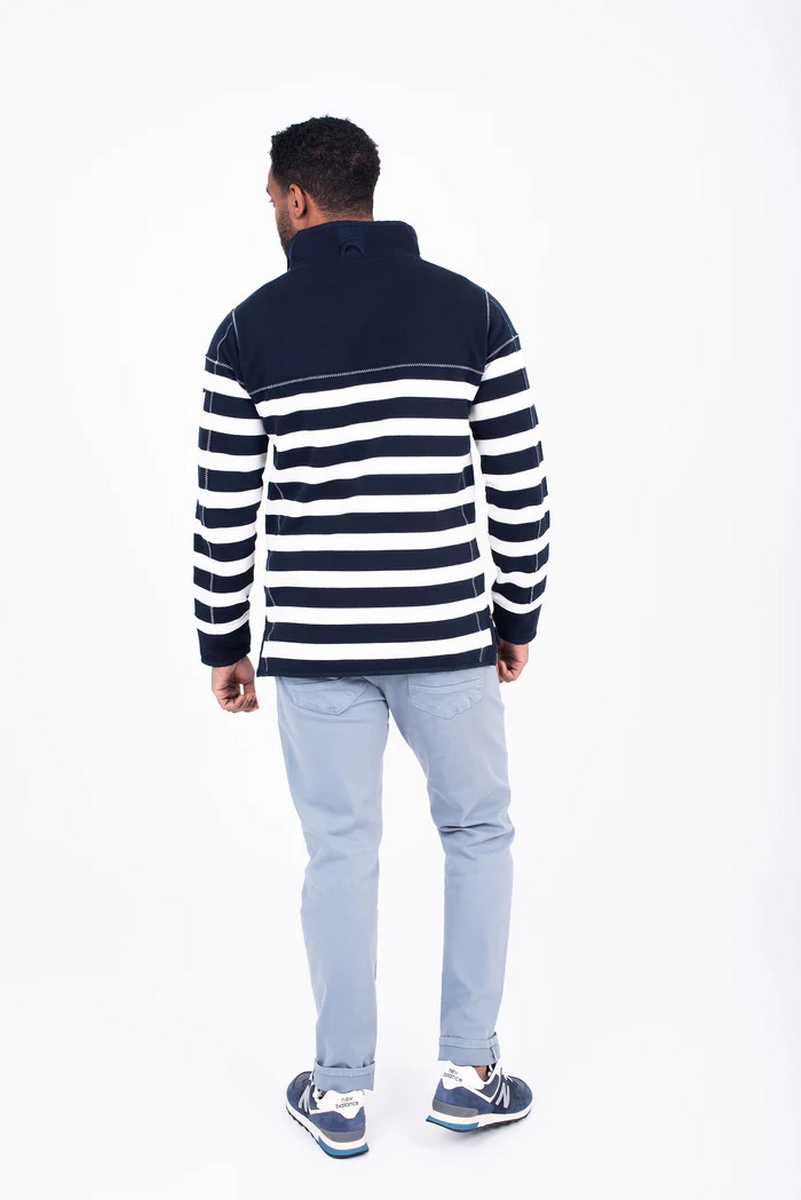 Brakeburn Men's Navy Striped Quarter Zip Sweatshirt - view 4