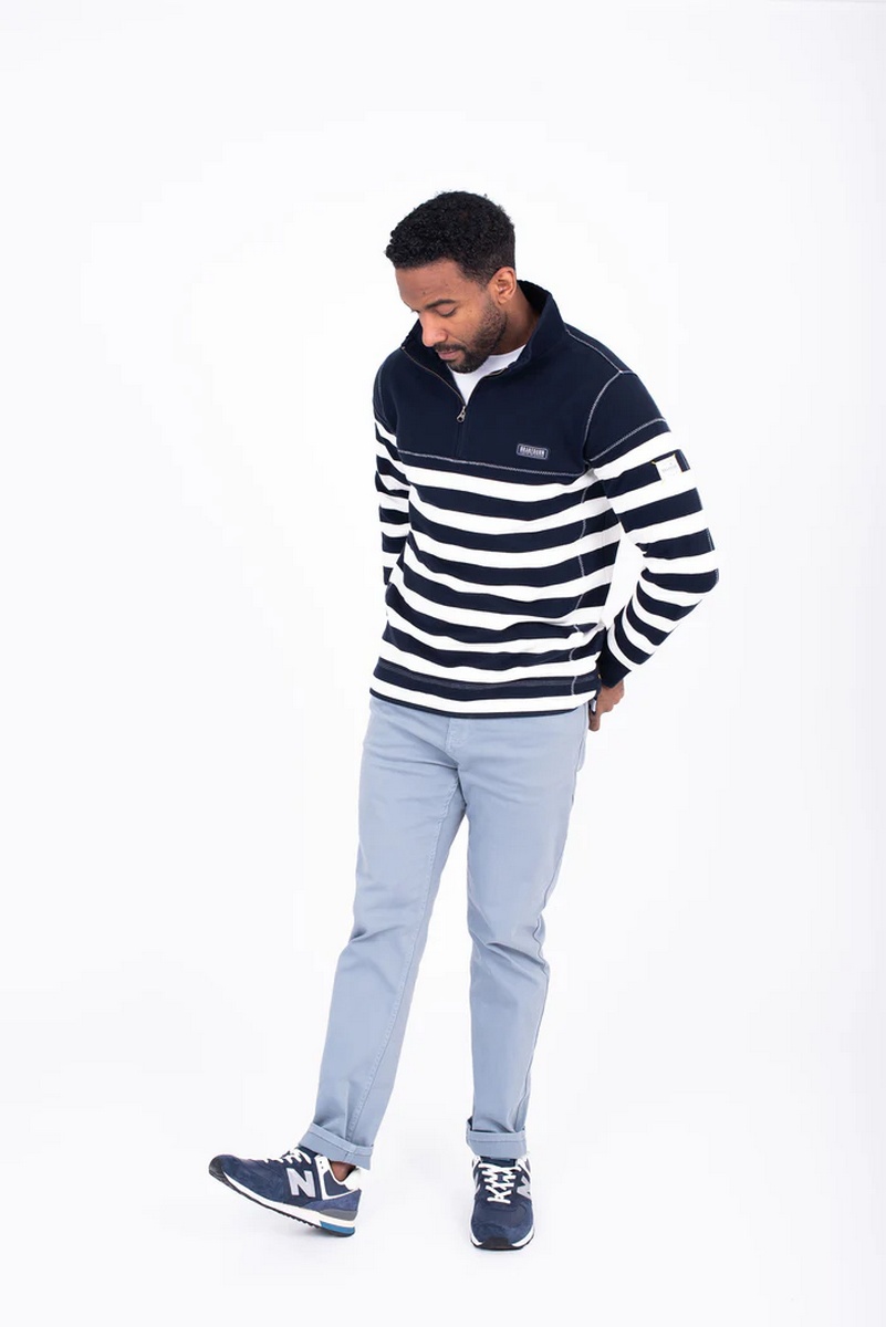 Brakeburn Men's Navy Striped Quarter Zip Sweatshirt - view 3