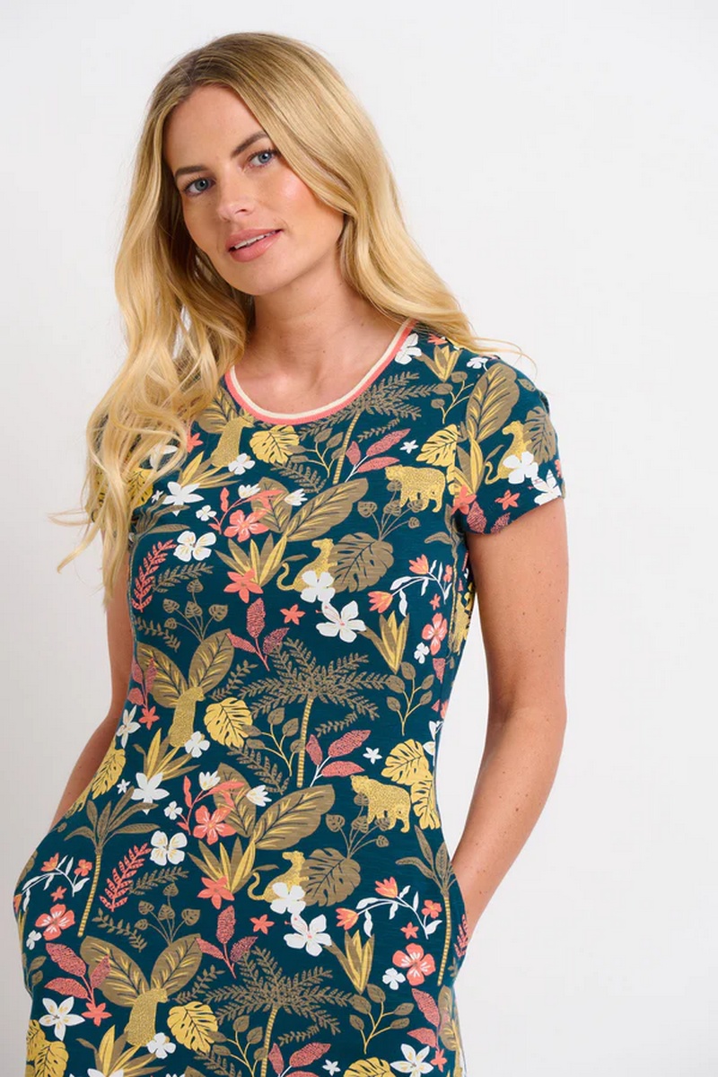 Brakeburn Botanical Jungle Midi Dress BBLDRS0010128SS23 neckline and print