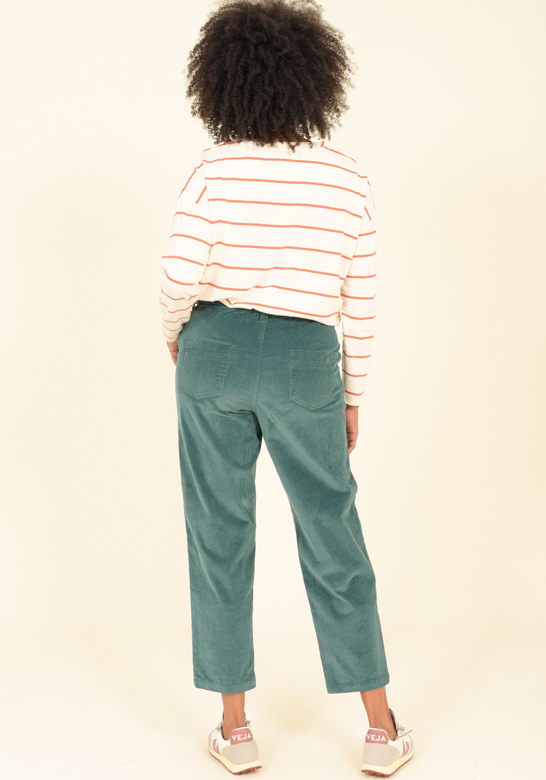 Brakeburn teal pleated cord trousers product view