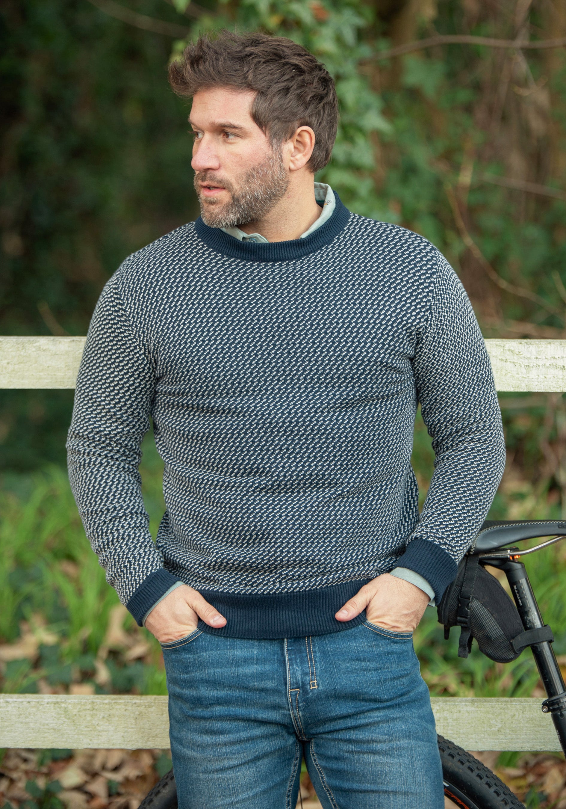 Brakeburn navy Fishermans jumper additional view 3