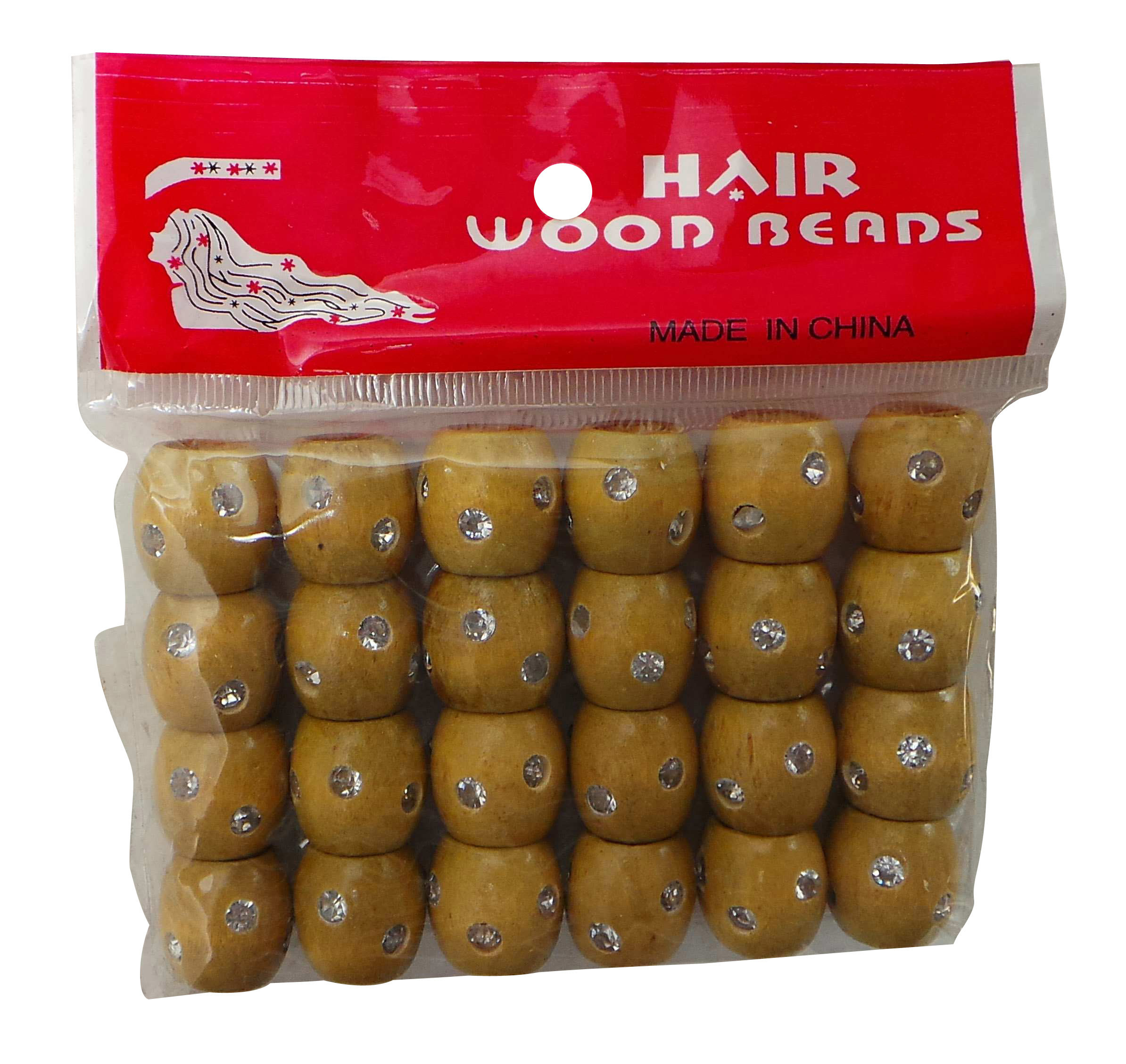 Joblot of 6 Packs of 12 Hair Wood Beads Black & Beige With Sequins