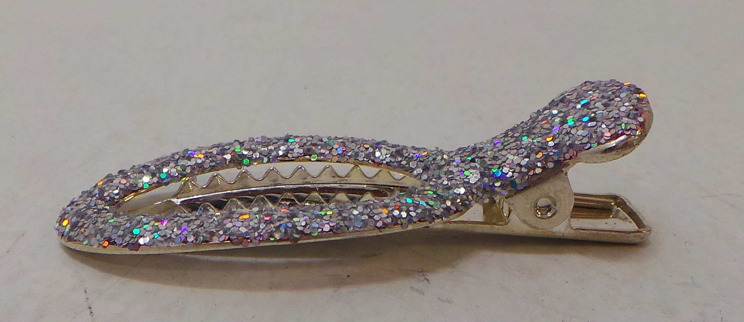 Joblot of 120 Ladies Silver Glitter Decorated Hair Clips 2 Styles