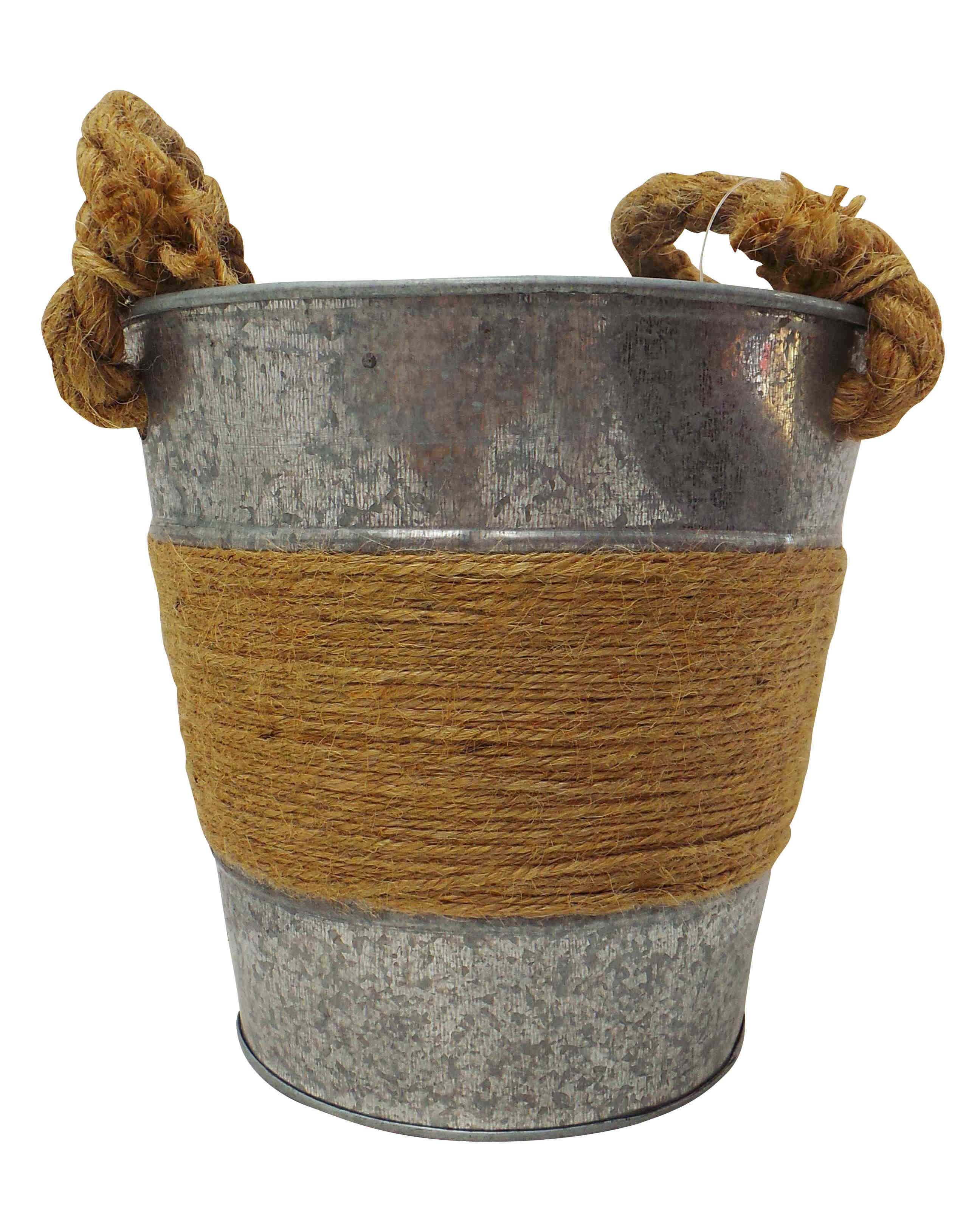 Joblot of 70 Tbl Mayfair Jute Antiqued Zinc Buckets With Handles 16cm